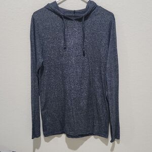 Hudson & Barrow Gray Knit Pullover Hoodie Drawstring Hooded Sweatshirt Men M